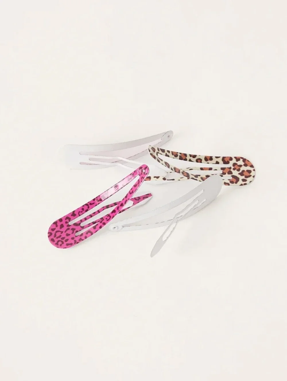 Cheetah Print Snap Hair Clip Set - Pink & Brown